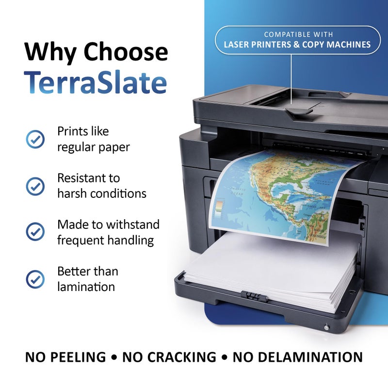 TerraSlate Waterproof Paper, 5 MIL 8.5â€ x 11â€, Laser Printer & Copy Machine Compatible, Durable & Rain/Weather-Proof Copy Paper, White Paper (50 Sheets) - Image 4